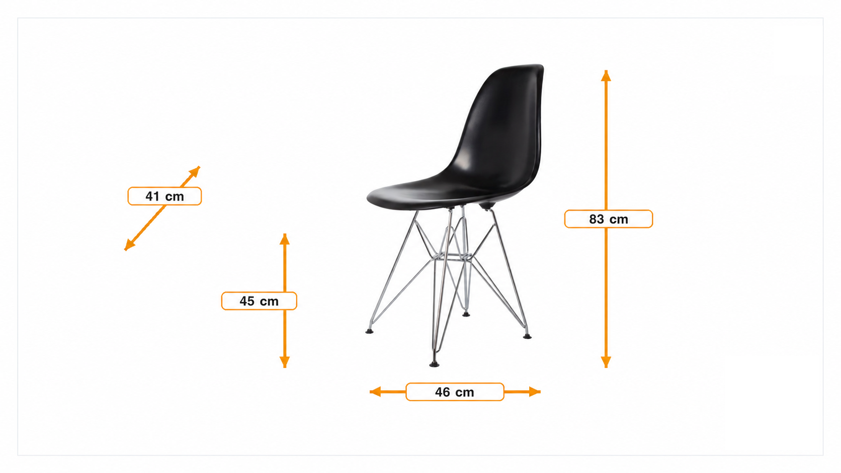 Product dimensions for Dining chair DSR glossy