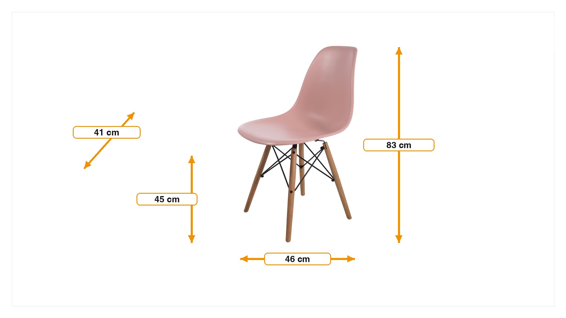 Product dimensions for Dining chair DSW matte