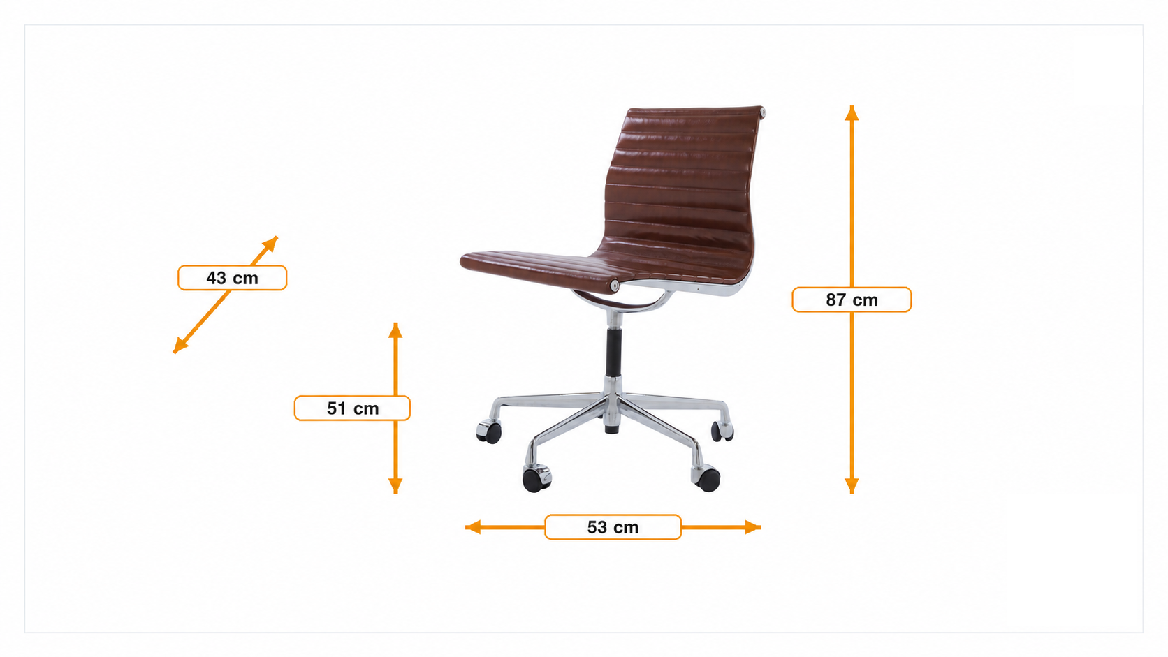 Product dimensions for Conference chair EA105 Leather on wheels without armrest