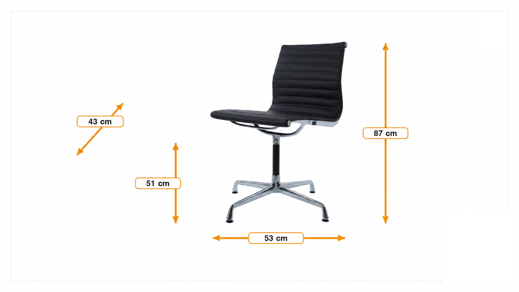 Dimensiones de Silla de conferencia EA105 Silla de reunión de cuero con función deslizable sin apoyabrazos