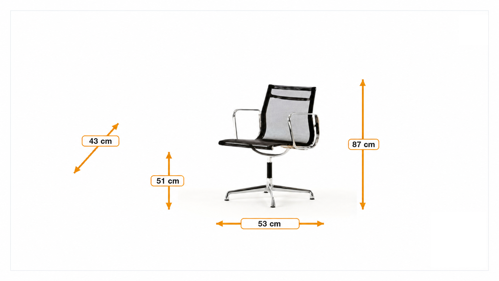 Mål for Conference stol EA108 mesh netweave