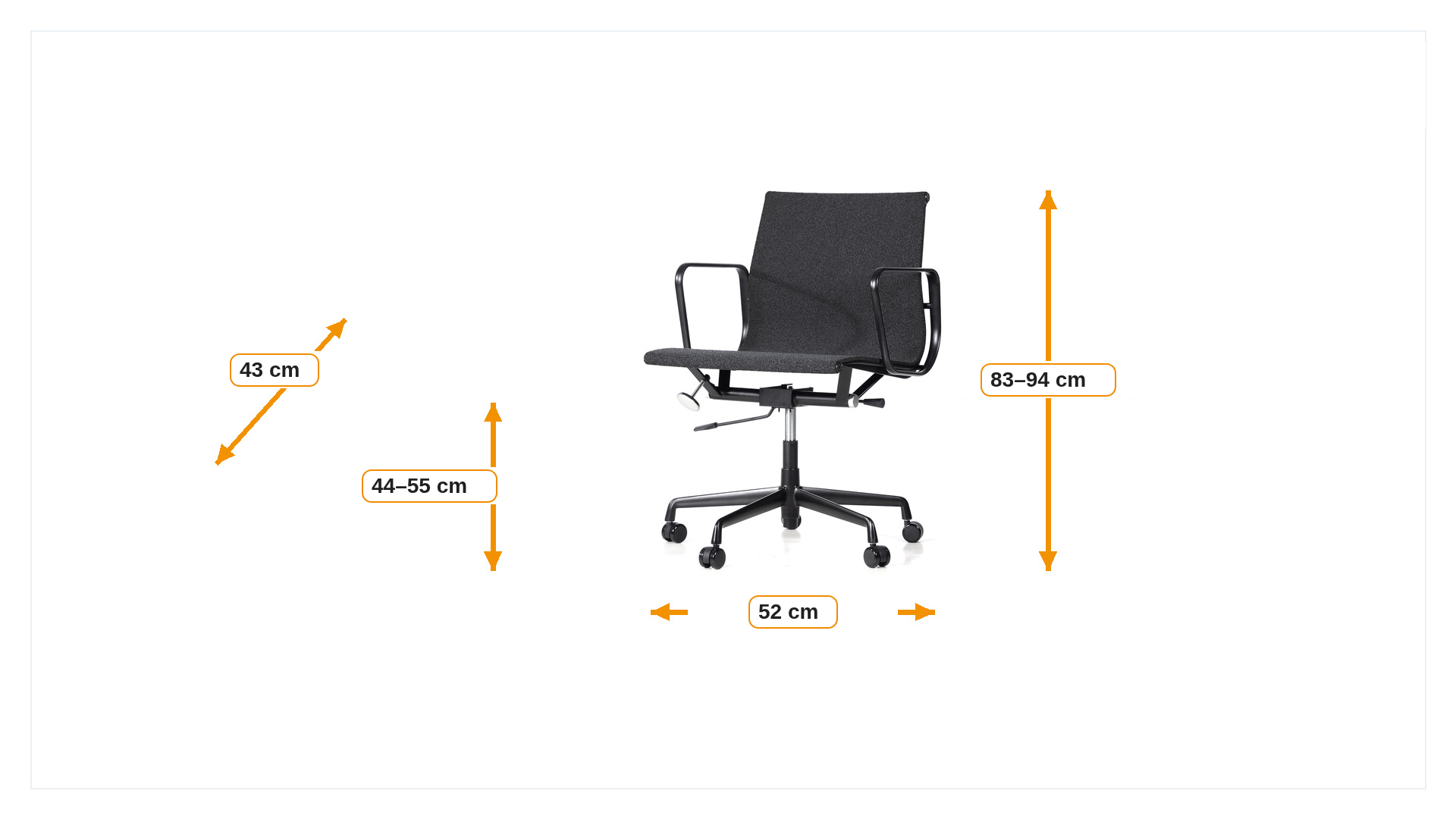 Abmessungen von Bürostuhl EA117 Fabric Mesh black base