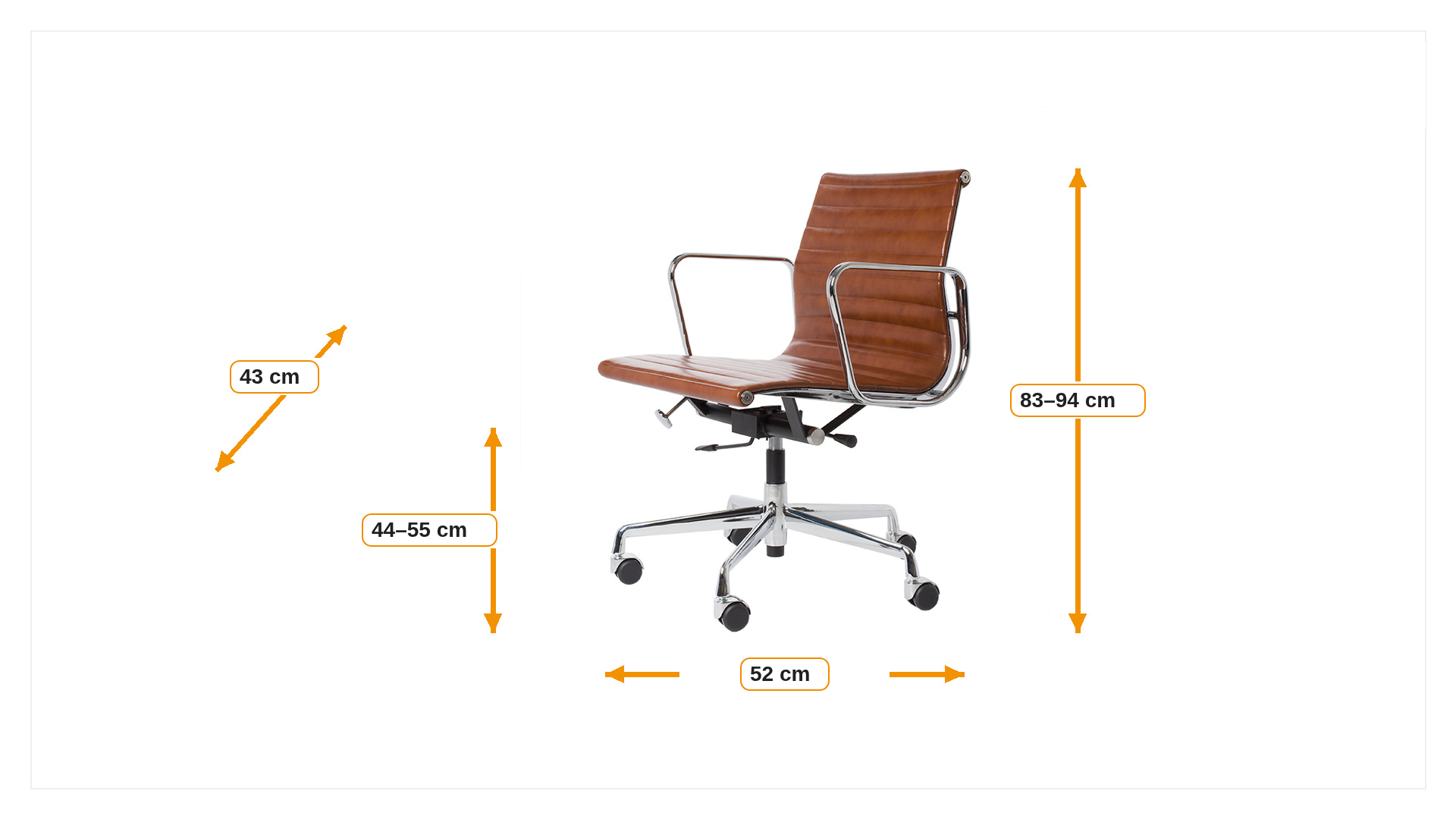 Product dimensions for Office chair EA117 Leather