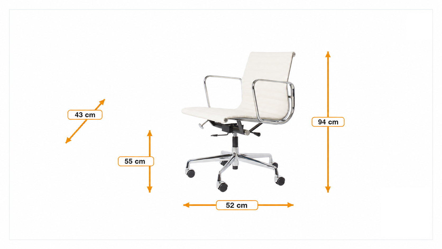 Dimensões de Escritório EA117 Couro branco