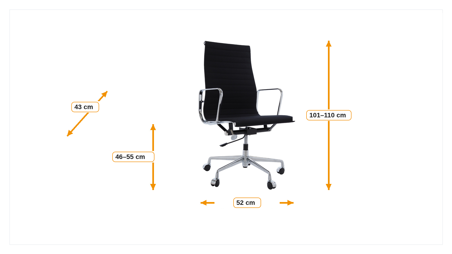 Afmetingen van Bureaustoel EA119 Hopsack