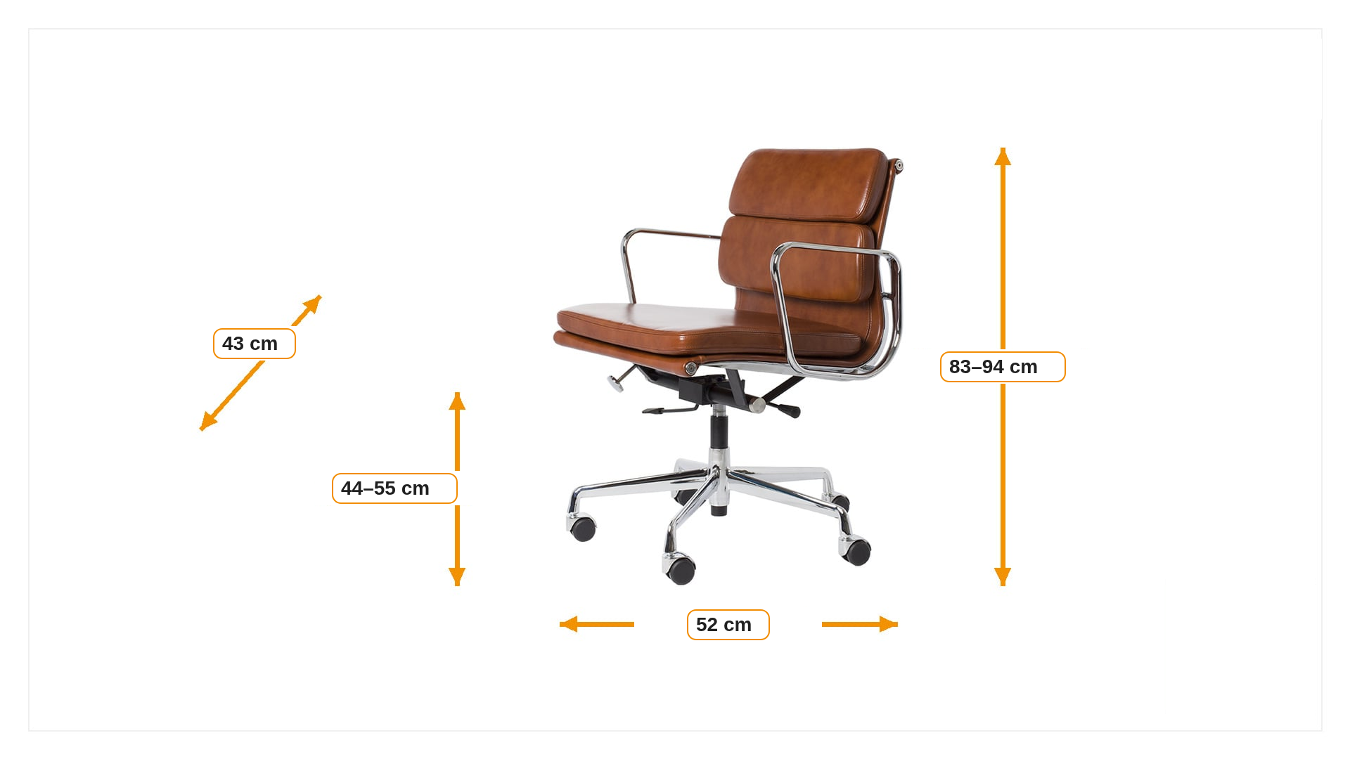 Product dimensions for Office chair EA217 Leather
