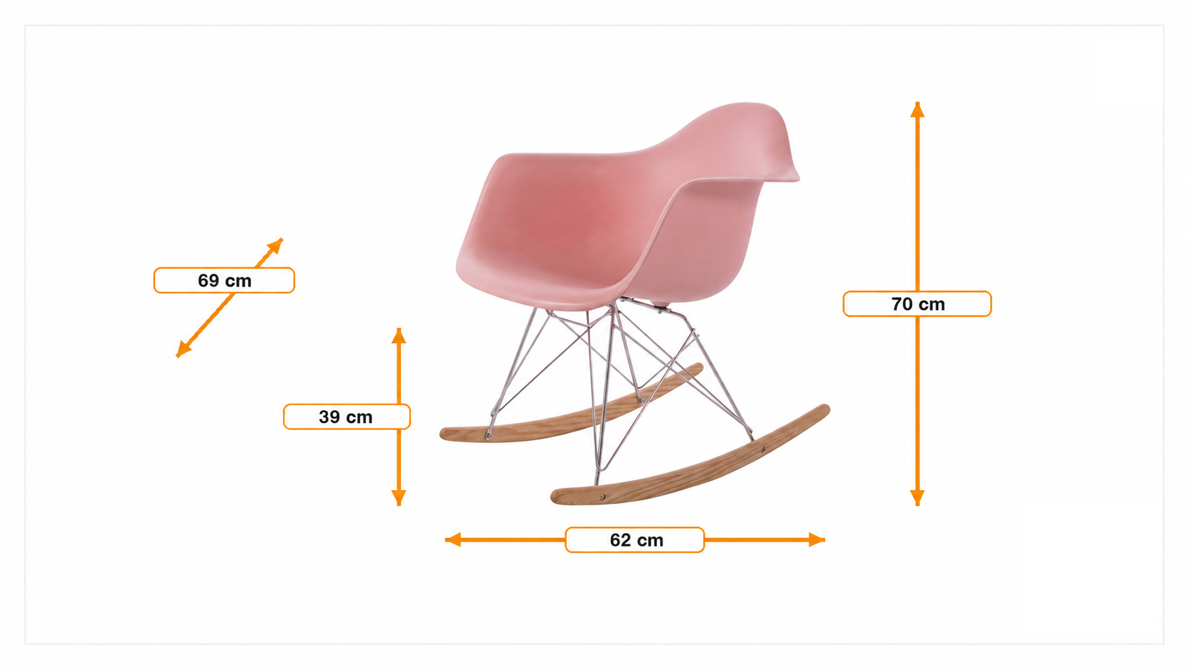 Dimensiones de Silla mecedora RAR Chrome frame