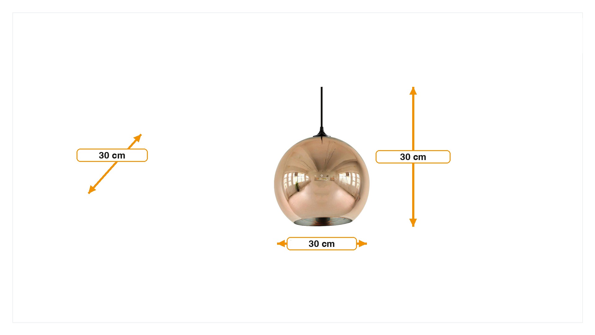 Dimensions de Pendentif Globo di Luce cuivre