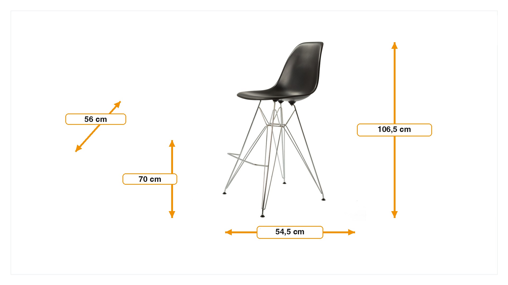Dimensions de Tabouret de bar DSR mat