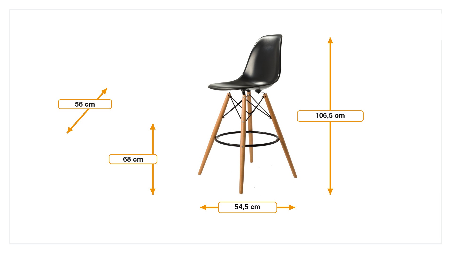 Product dimensions for Barstool DSW glossy