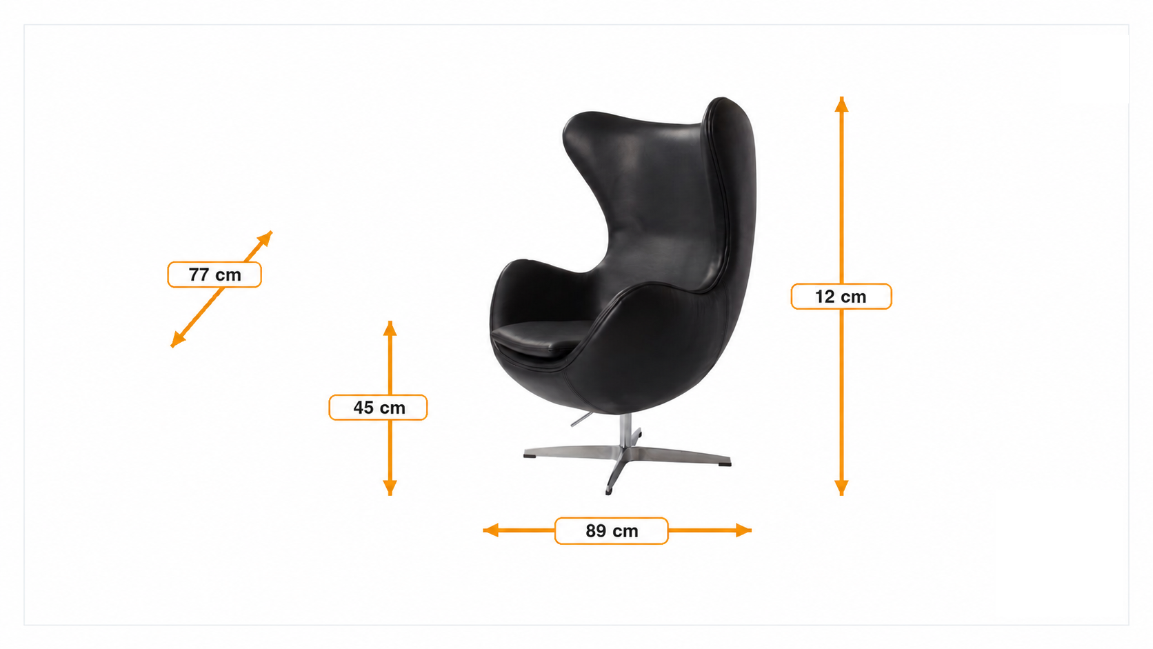 Dimensions de Fauteuil Egg chaise cuir