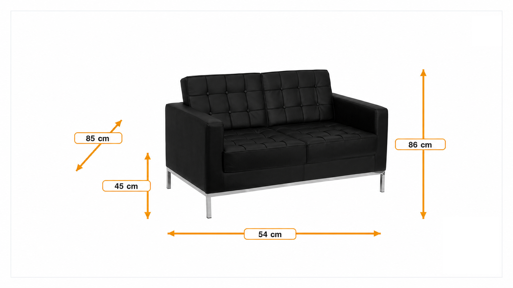 Mål for 2 seters sofa Florence 2 seters sofa