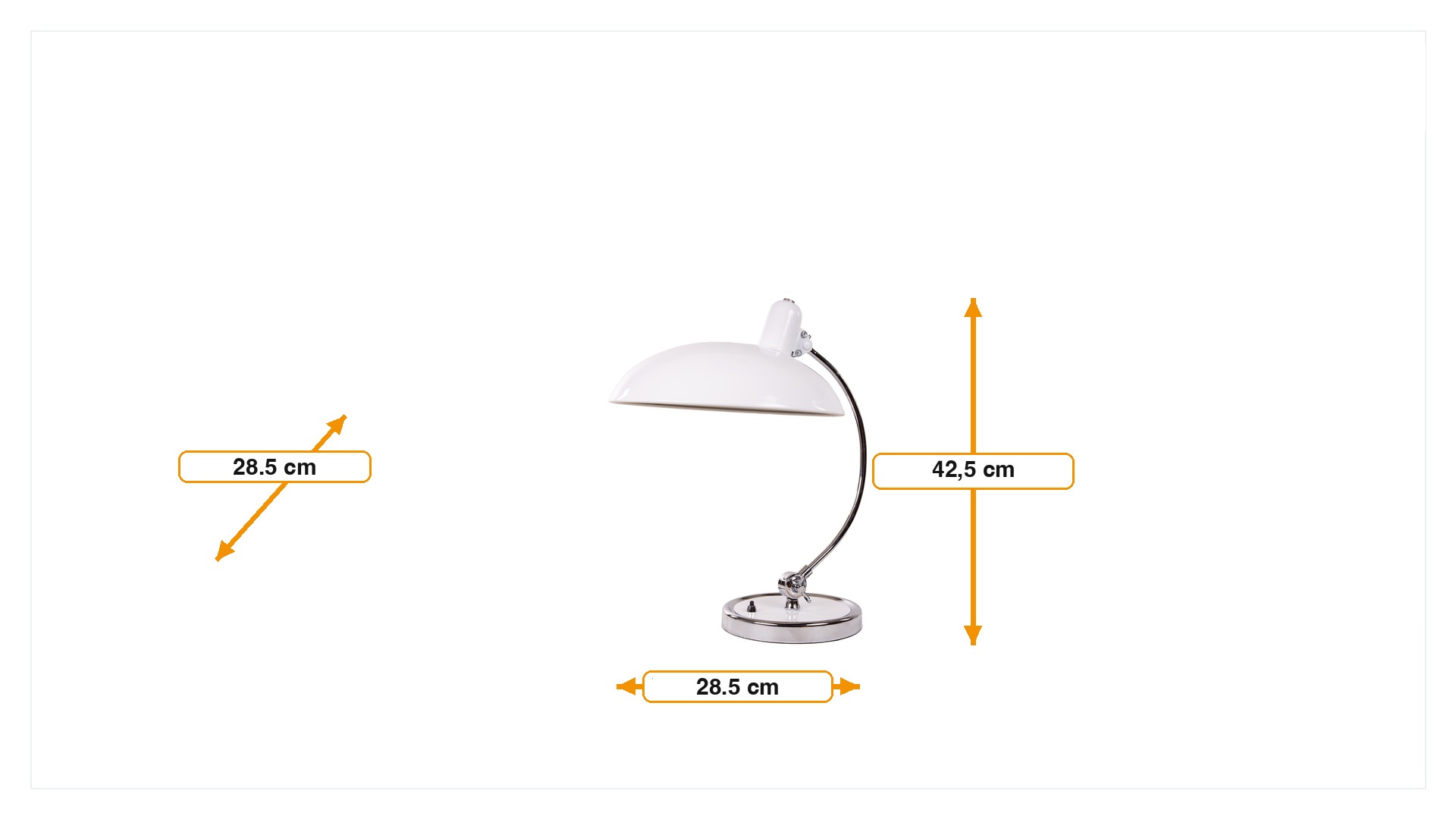 Dimensões de Lâmpada de mesa