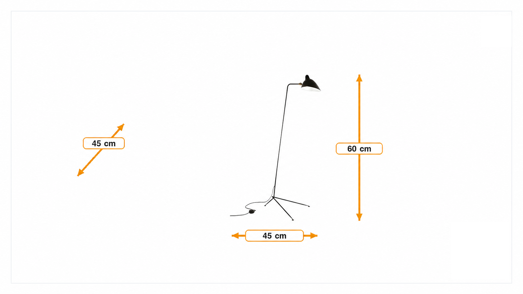 Dimensions de Lampadaire Contemporary noir