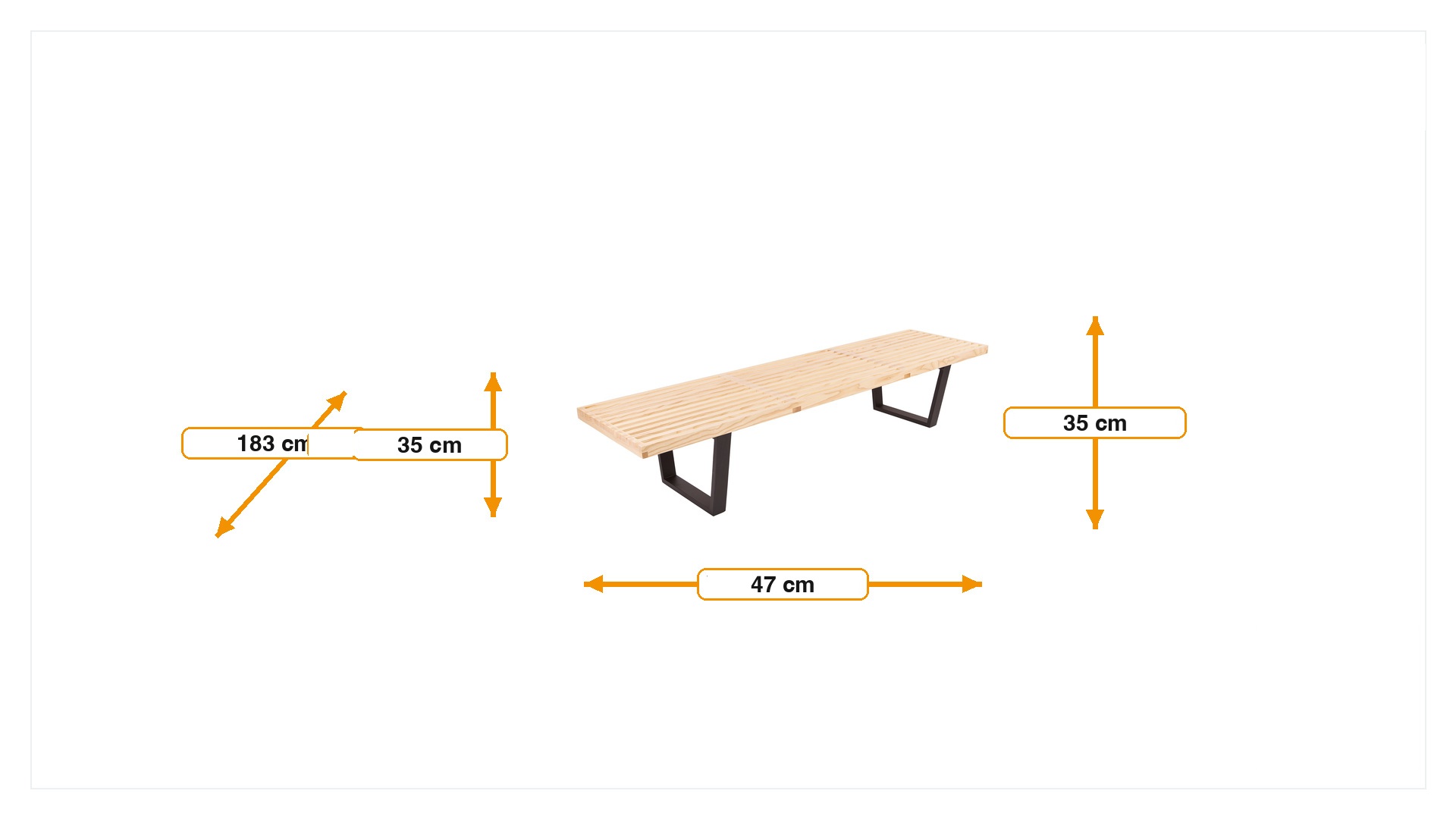 Dimensions de Banque Nelson Bench 183cm