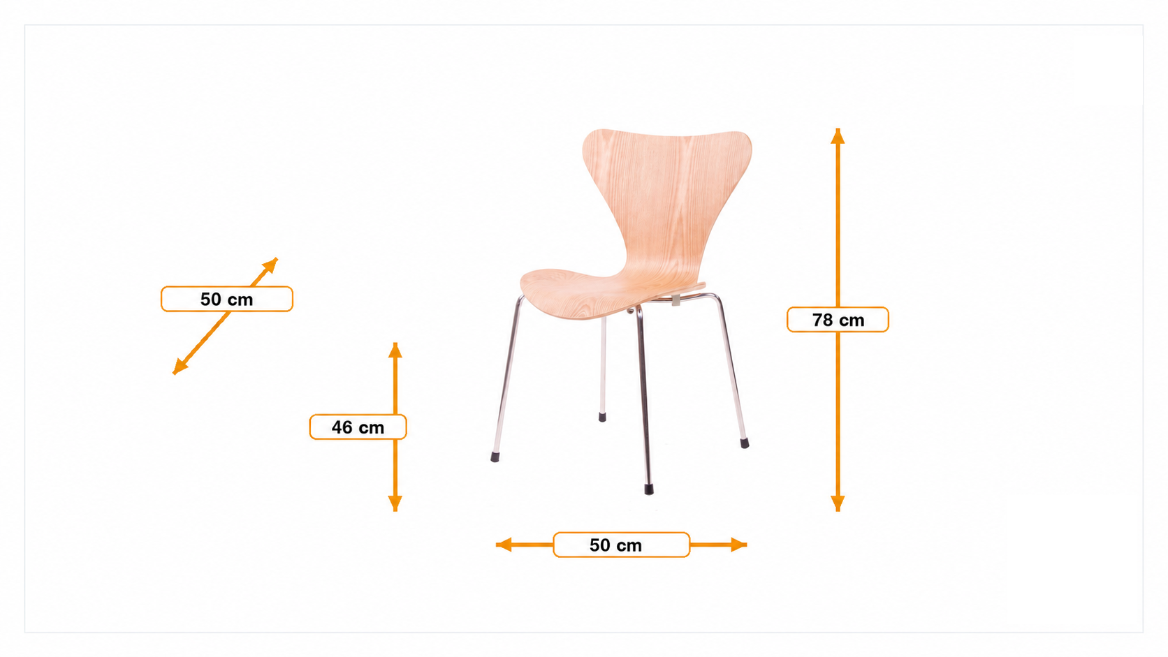 Product dimensions for Dining chair Butterfly series