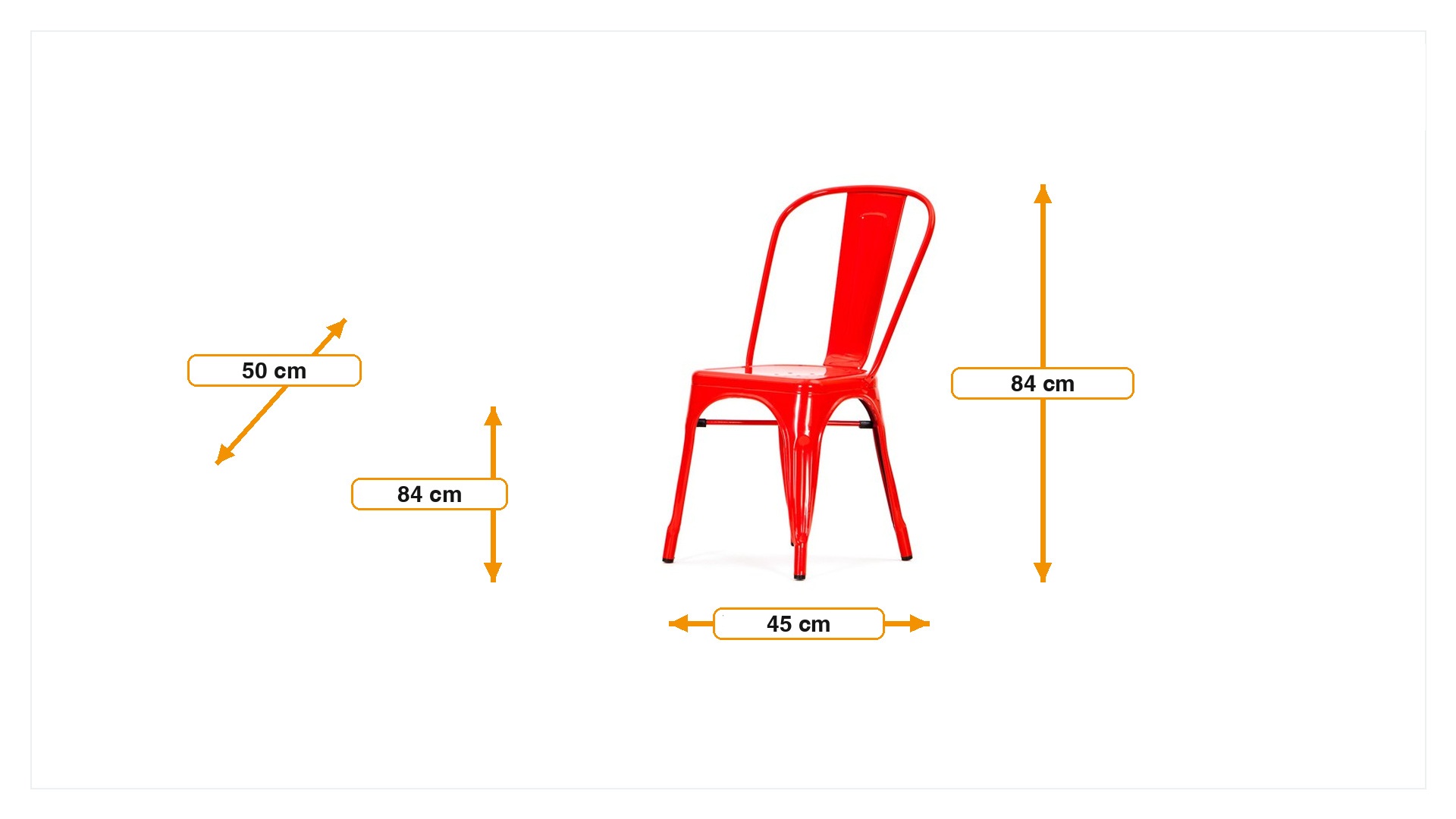 Dimensiones de Silla de terraza Silla de exterior estilo Tolix Sin apoyabrazos