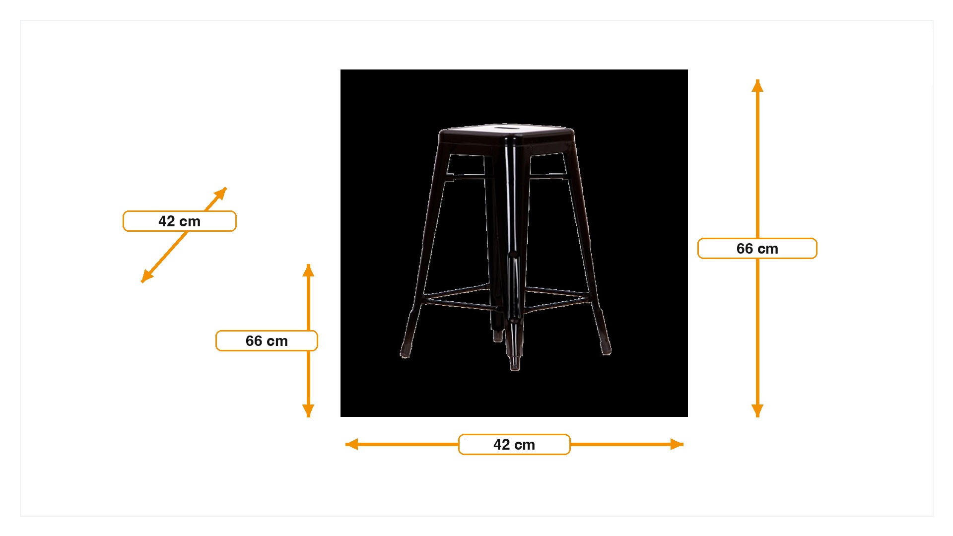Dimensões de Tamborete Tolix style Bar Stool 66cm