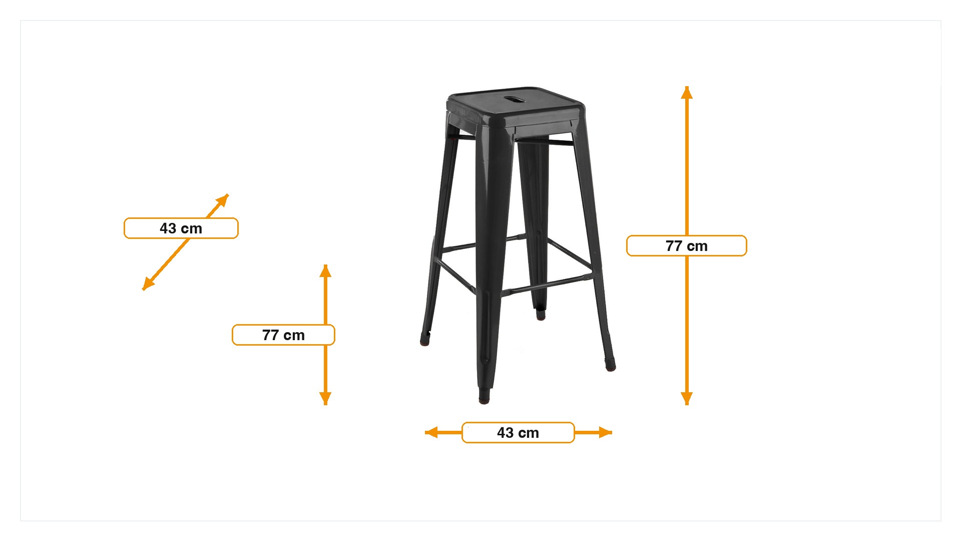 Product dimensions for Barstool Tolix style barstool 77cm