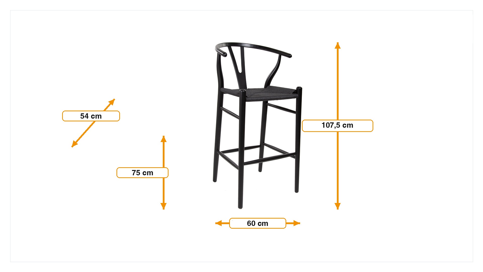 Mål for Barstol Y-chair wishbone replika replika CH24