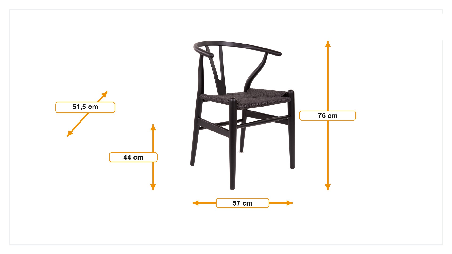 Mål for Spisebordsstol Y-chair wishbone replika replika CH24