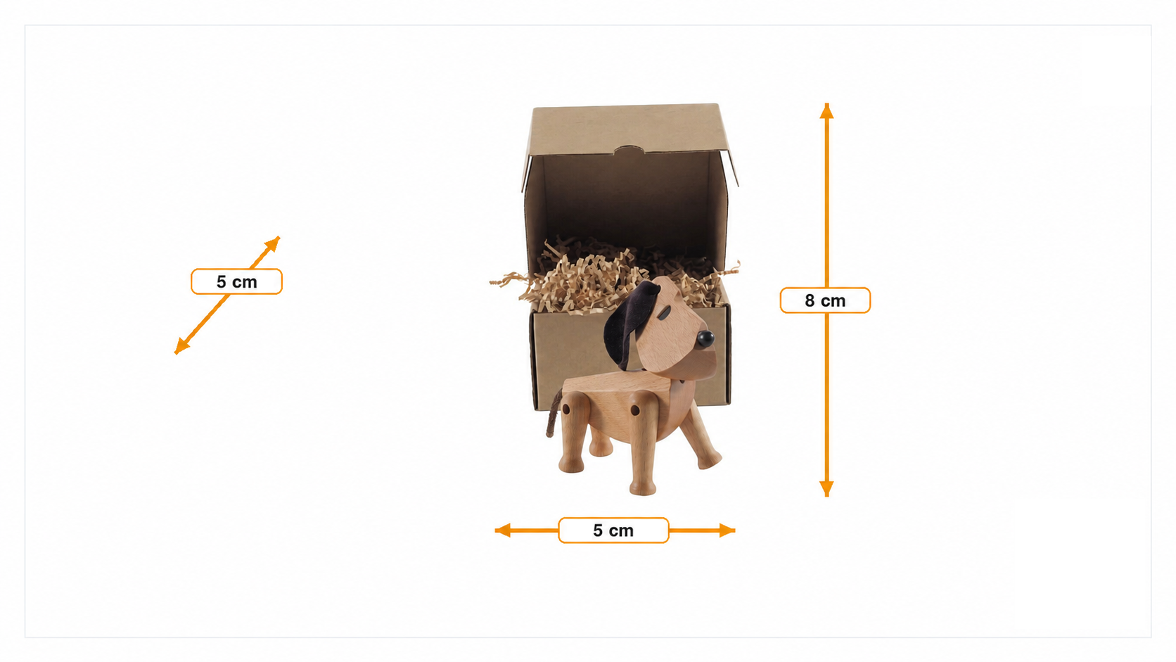 Product dimensions for Wooden doll Puppy natural