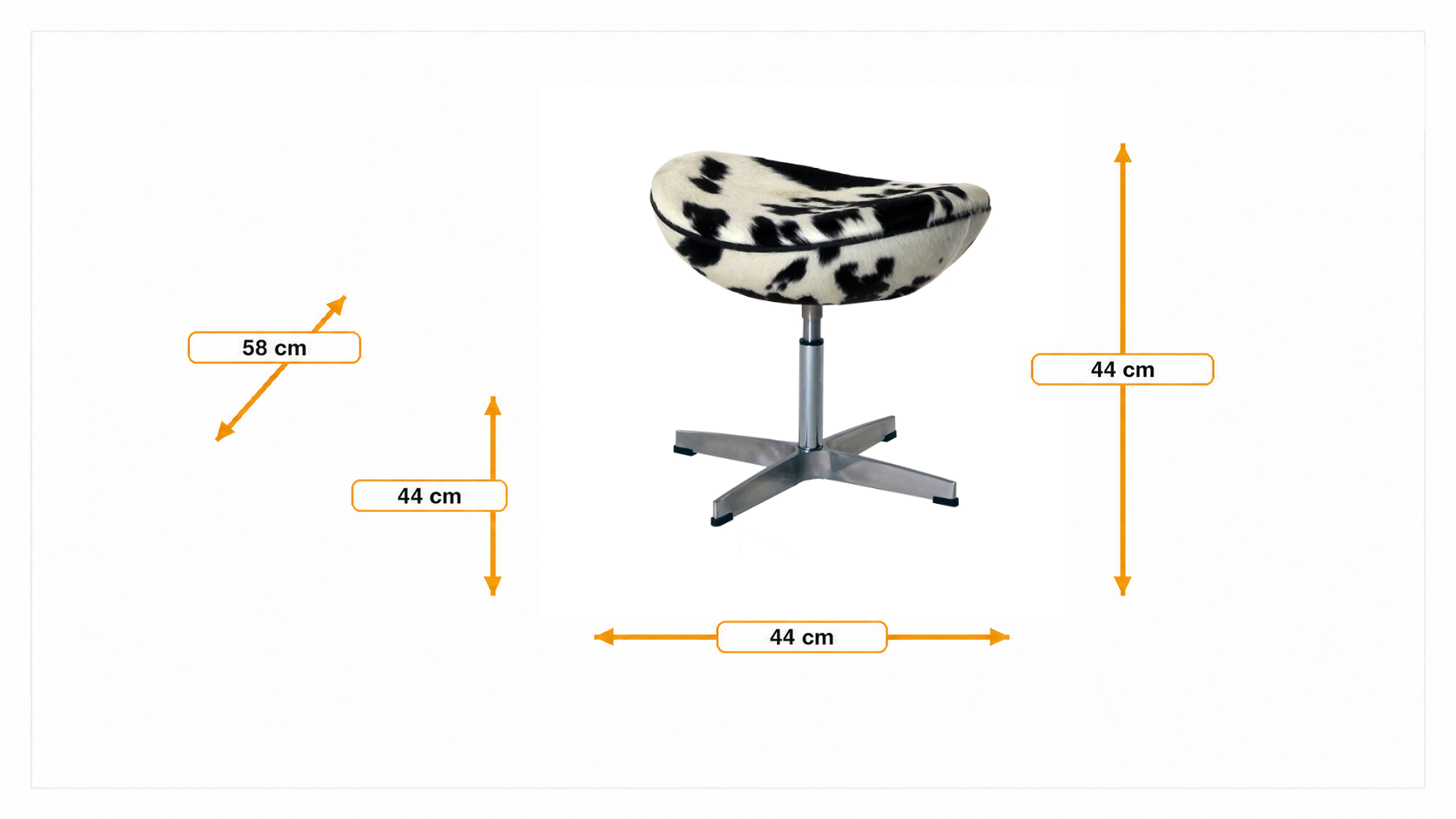 Product dimensions for Footstool Egg chair black/white