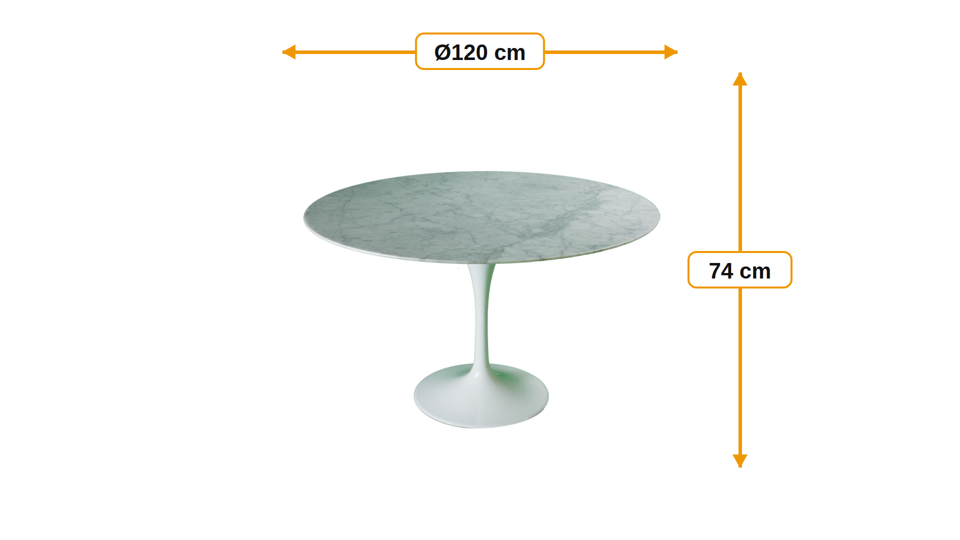 Abmessungen von Esstisch Tulip Table marmor 120cm
