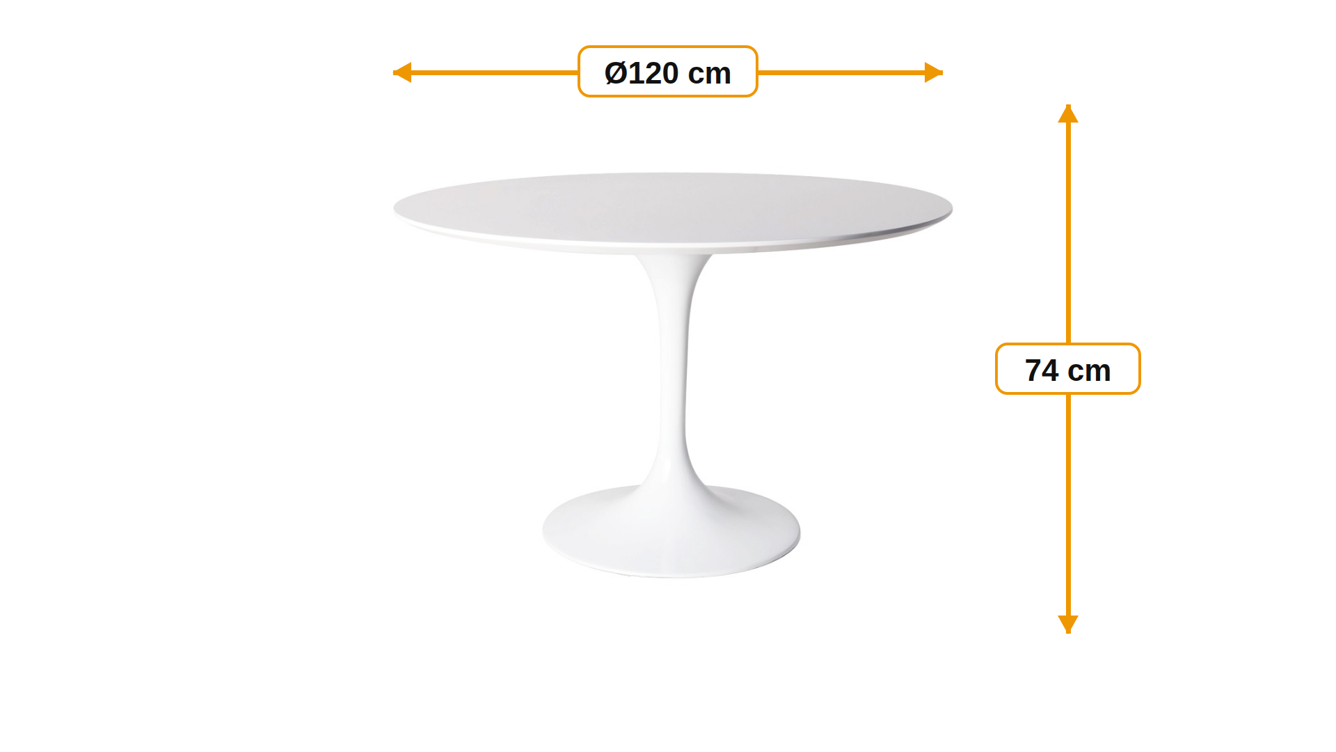 Product dimensions for Dining table Tulip Table 120cm