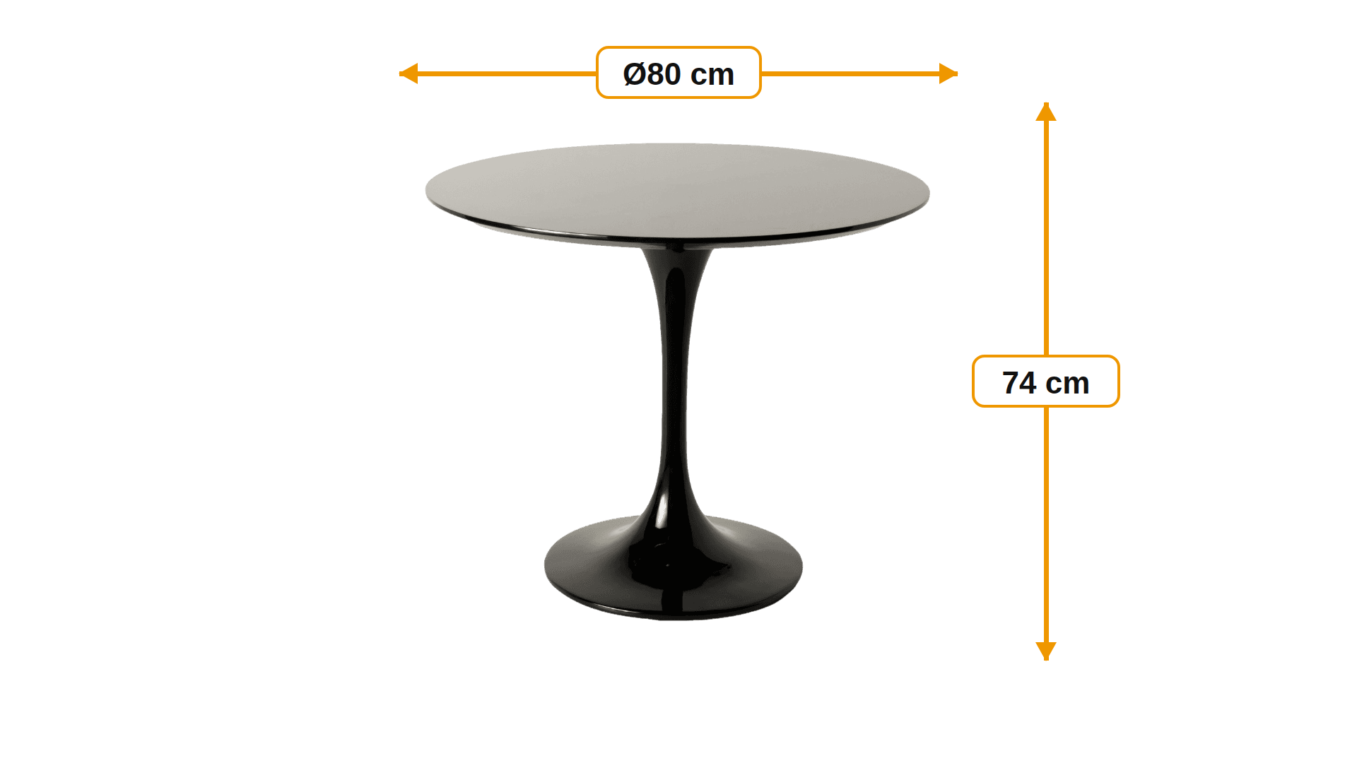 Mål for Spisebord Tulip tabel 80cm
