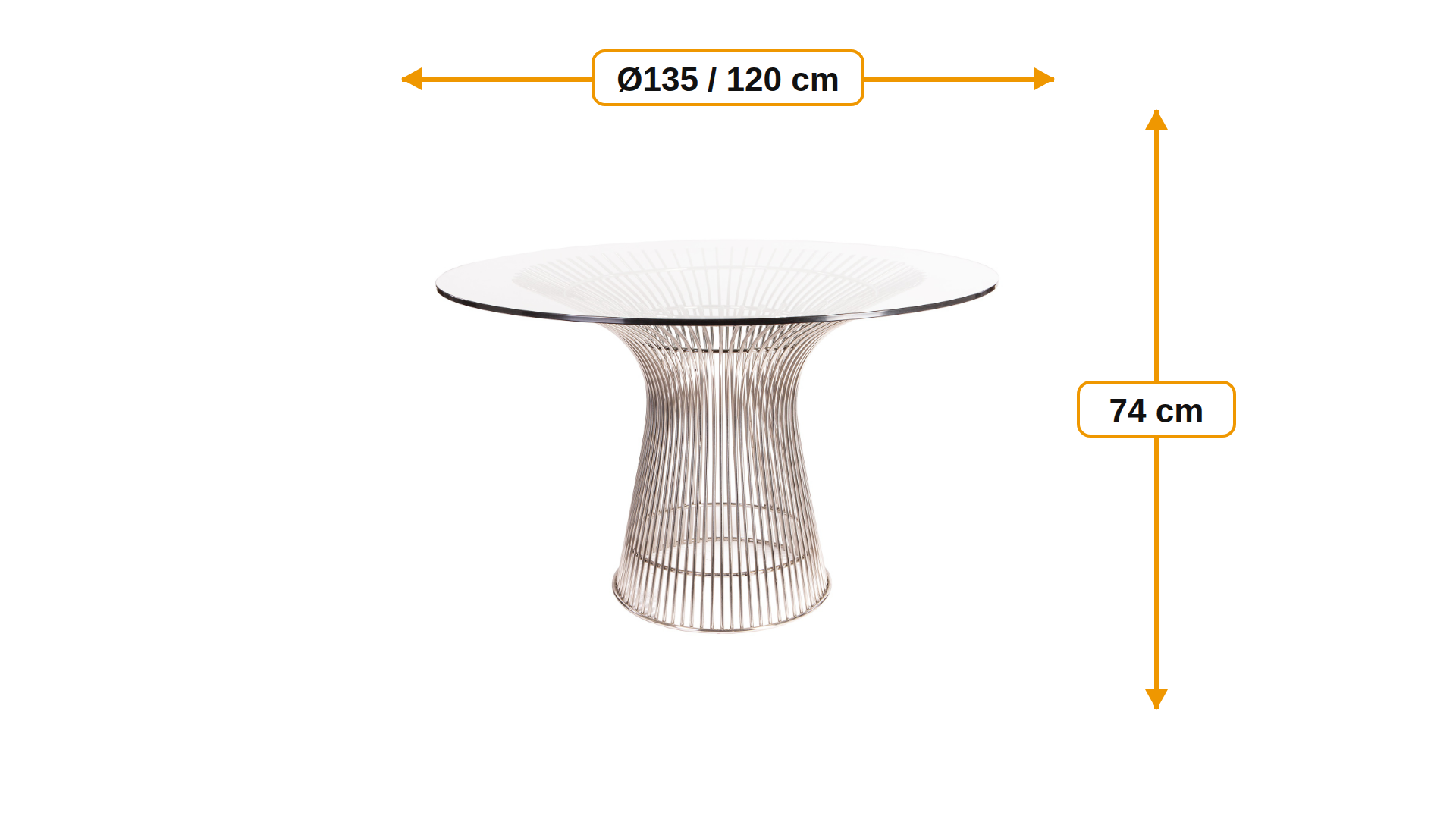 Product dimensions for Dining table Wire table