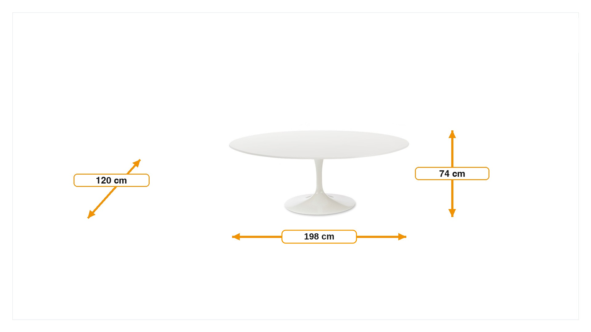 Mål for Spisebord Tulip tabel Oval