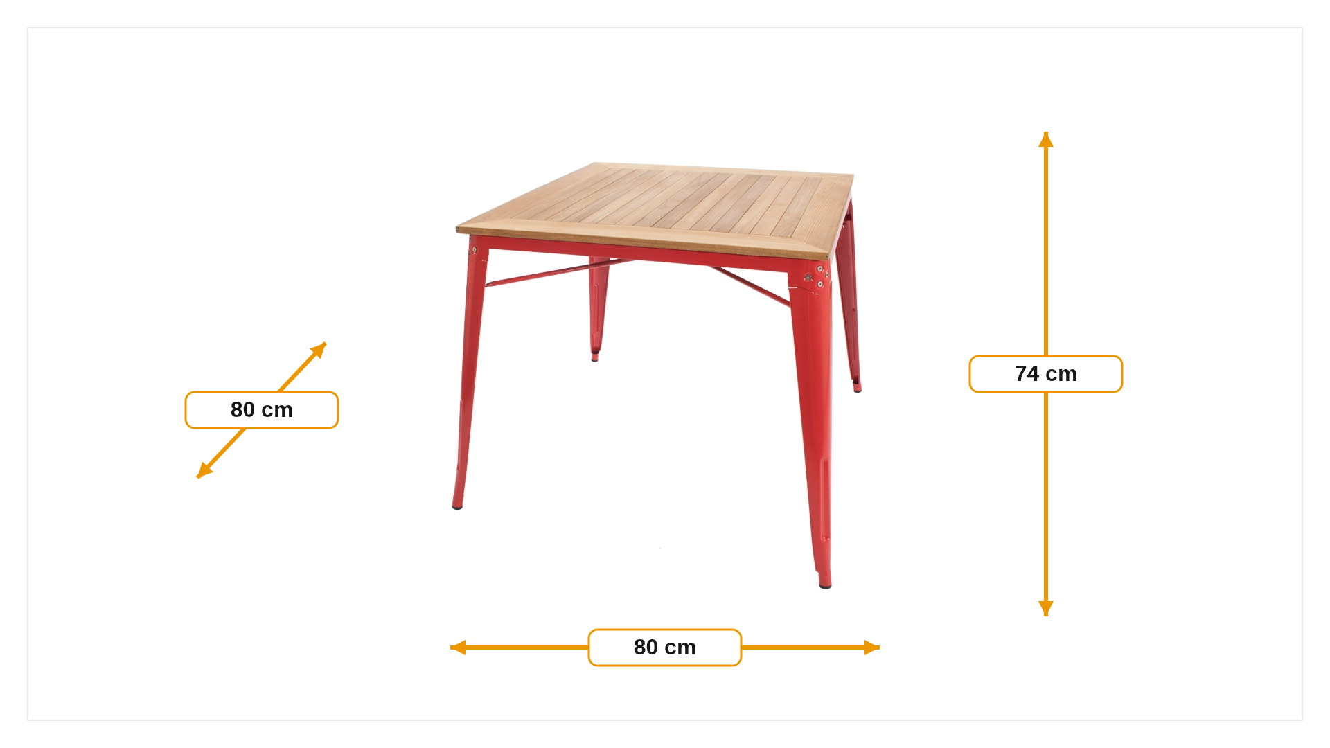 Product dimensions for Dining table Tolix style outdoor table
