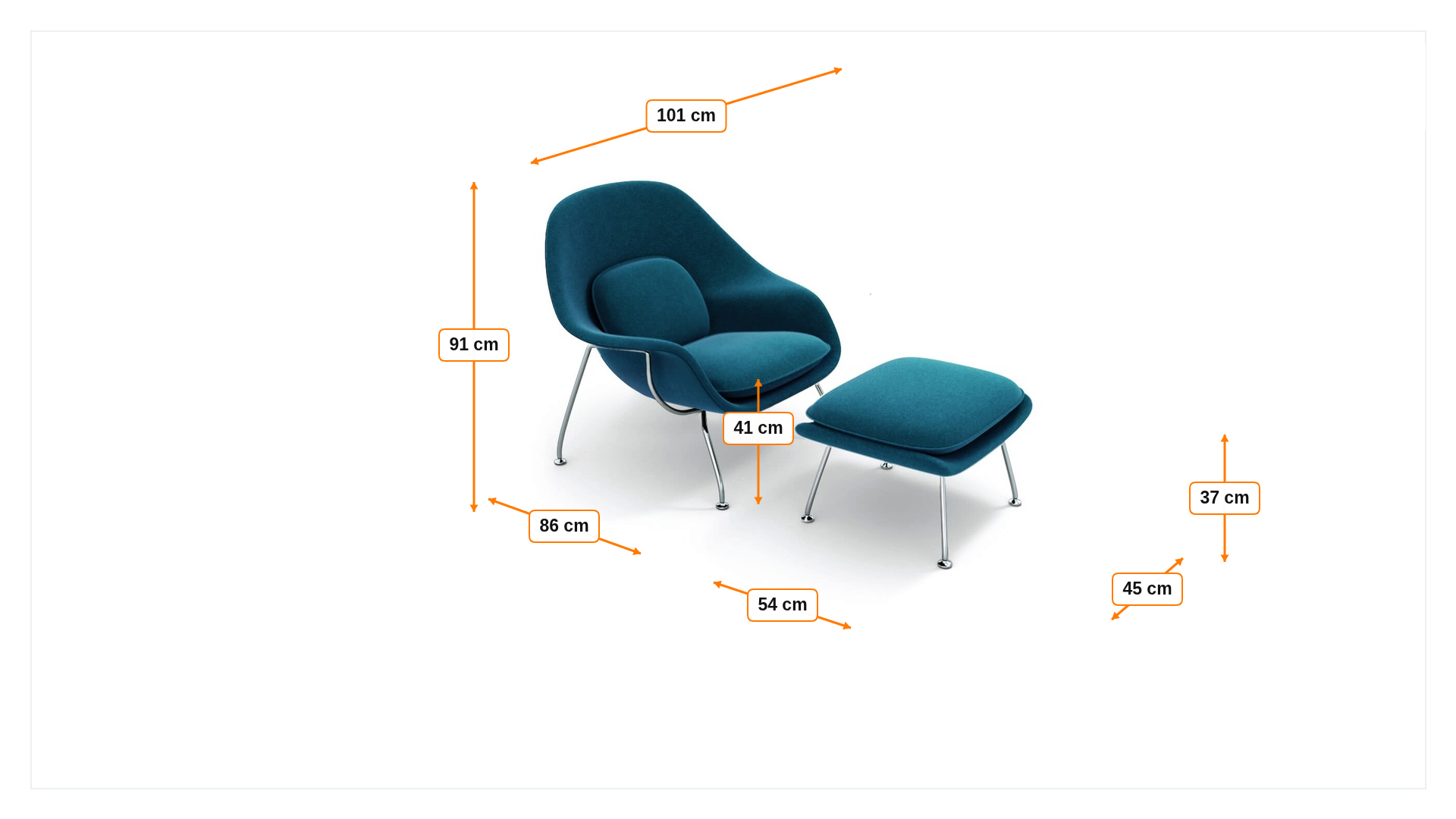 Dimensiones de Sillón con hocker Womb